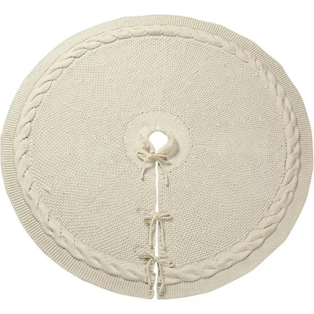 Sattiyrch Knit Christmas Tree Skirt,Luxury Cable Knitted 36”